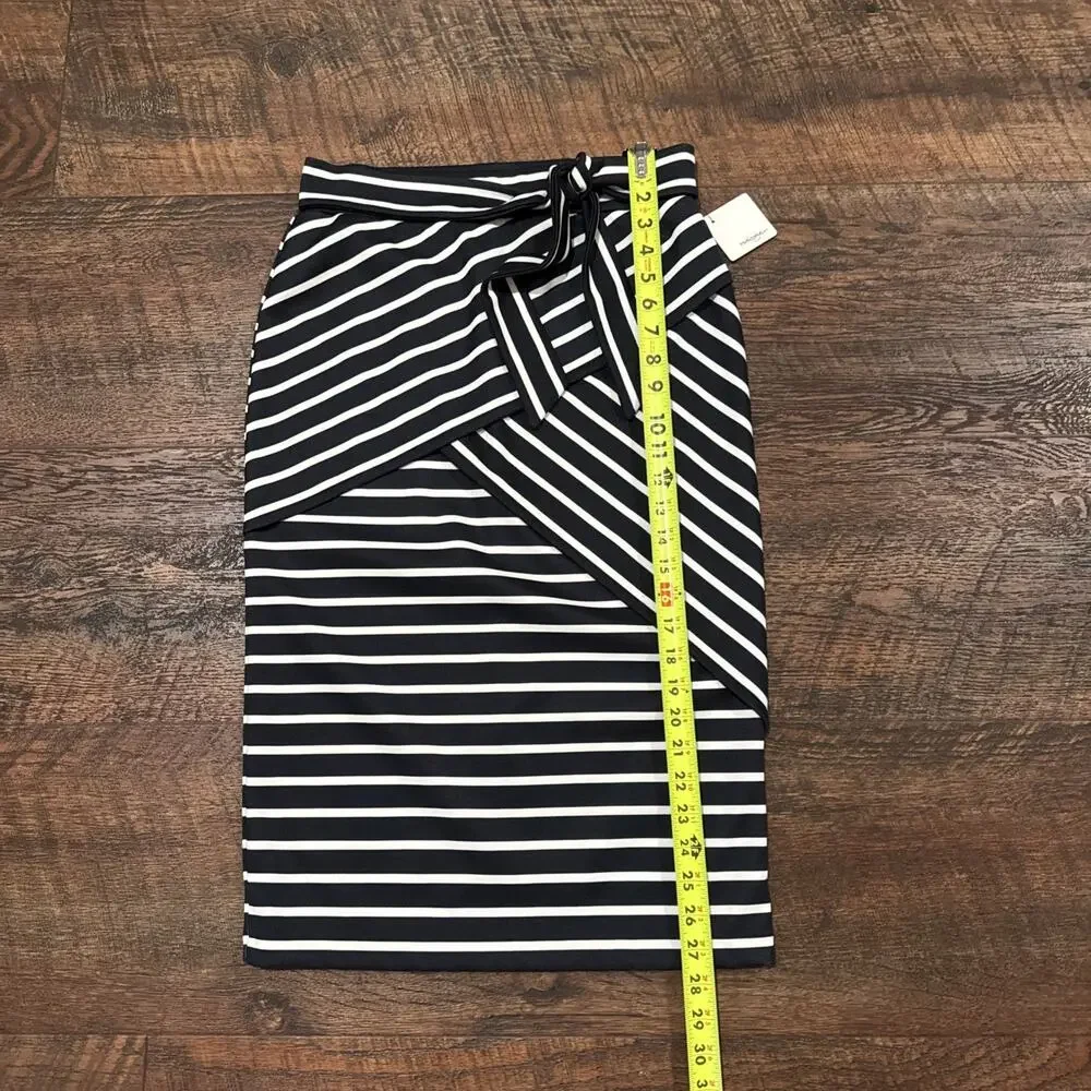 Halogen Pencil Skirt Navy White Stripe Nautical Preppy Stretch Size Small New